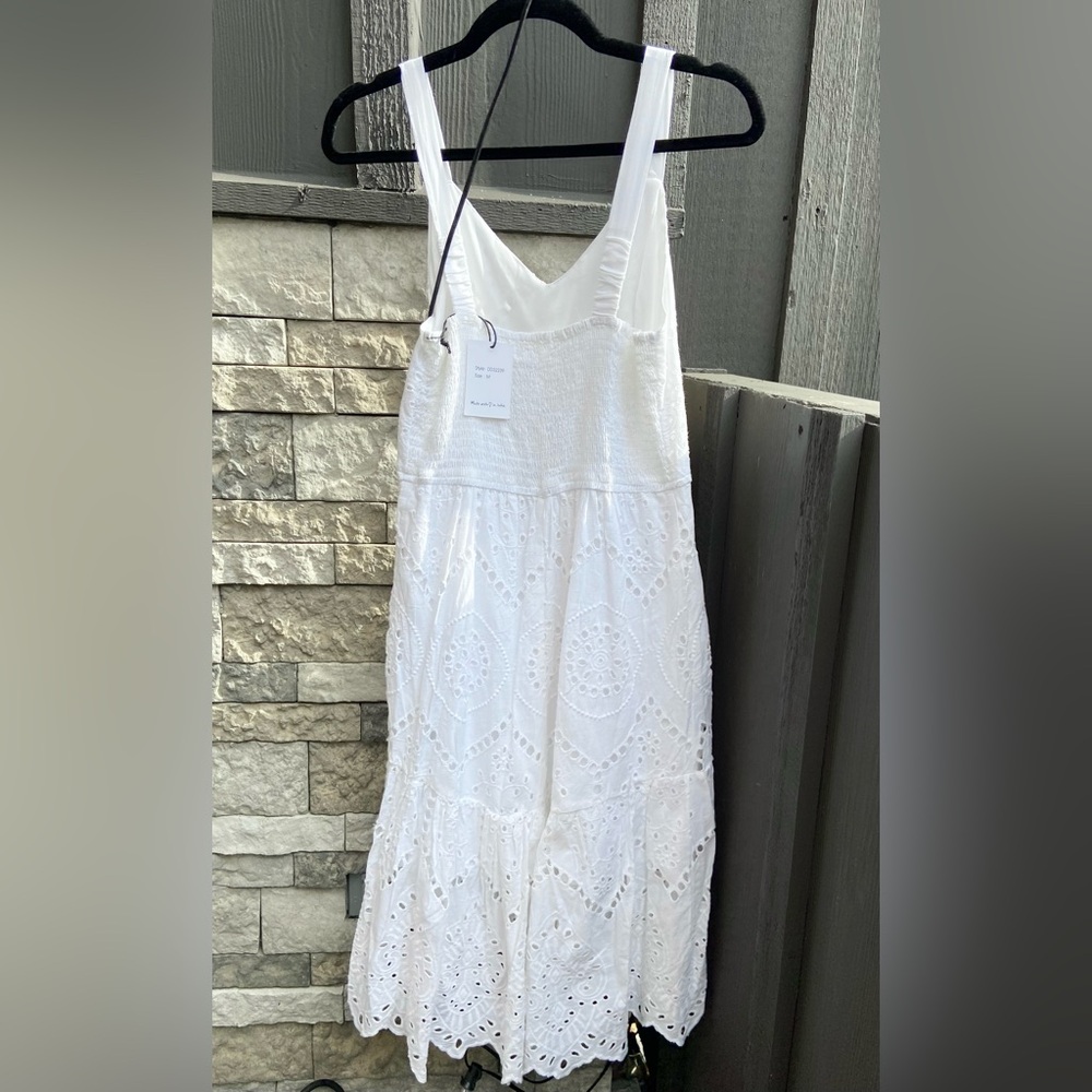 Eyelet 100% Cotton White Tank Dress - Picture 5 of 8